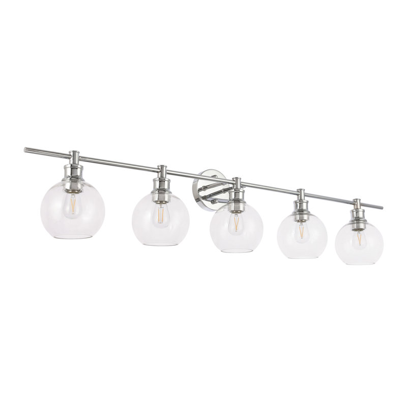 Éclairage pour meuble-lavabo en verre Drinkard, Laiton, Transparent, 5 Lights