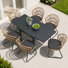 6-Person Metal Outdoor Extendable Dining Set with Aluminum Table, PE Wicker Chairs and Removable Cushions