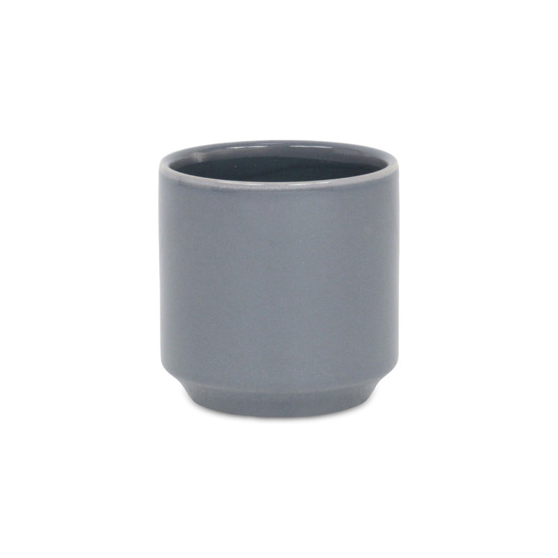 Handmade Ceramic Pot Planter, 4.5" H x 4.5" W x 4.5" D, Gray