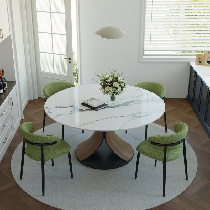 Ensemble de salle à manger 5 pièces, H 29,52 po x l 47 po x P 47 po, Enneigé, Vert