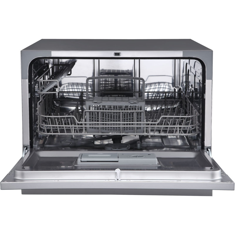 21-5/8 Inch Wide 6 Place Setting Countertop Dishwasher, Black 