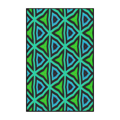 Tapis vert/bleu à motifs Donnelle