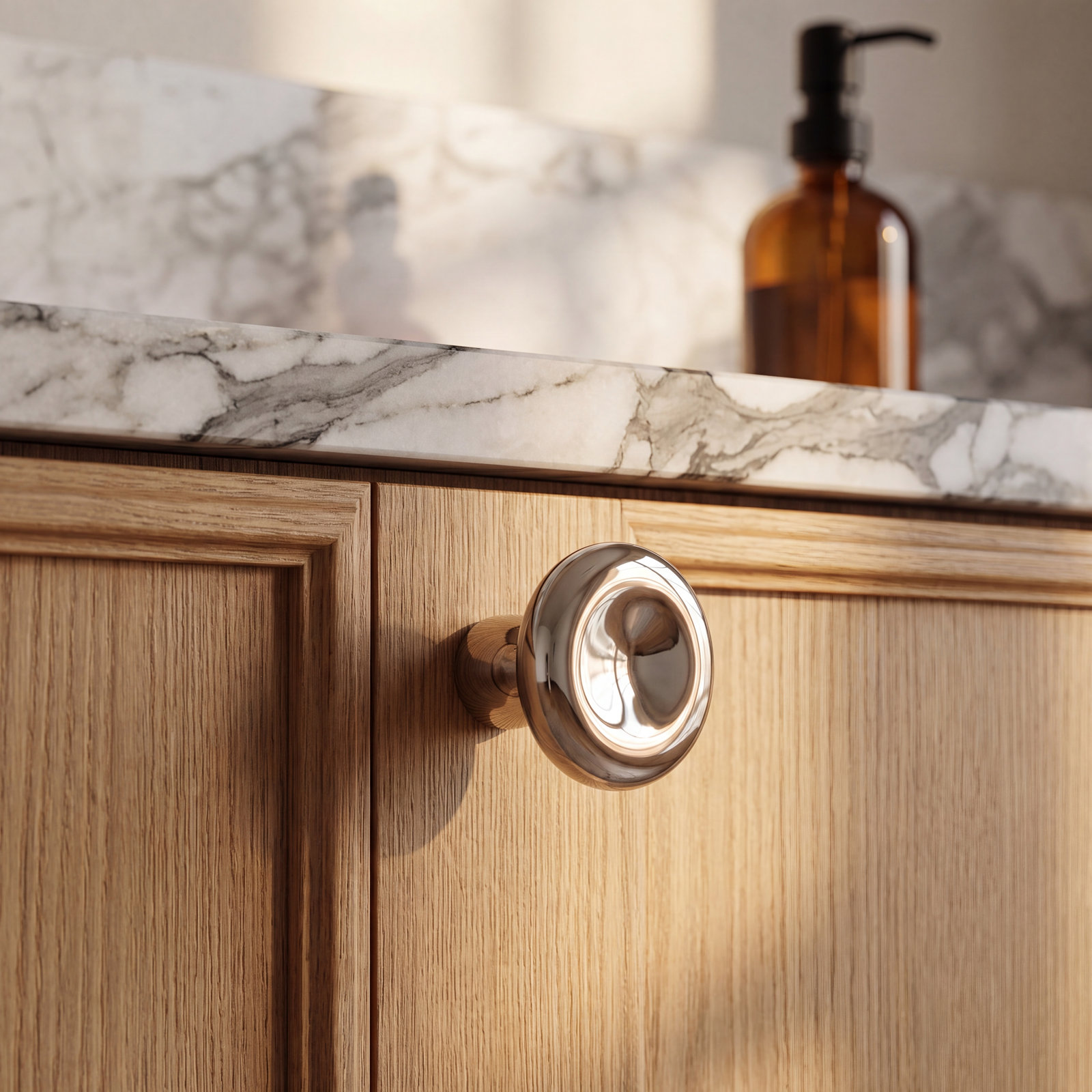 Titanium Silver Double-Layer Mushroom Knob