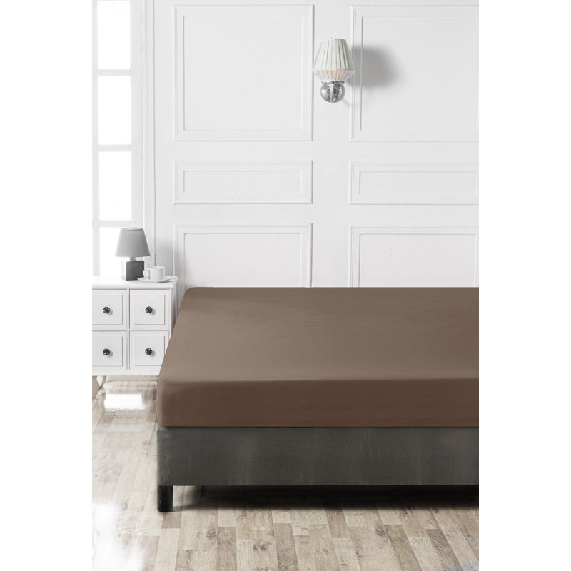 Drap-housse Ranforce, Drap-housse pour lit double TG, Brun