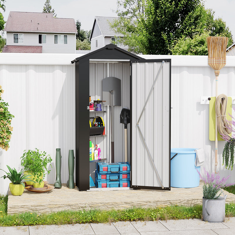 Petite remise à outils extérieure en tôle galvanisée de 2,5 pi x 1,4 pi avec abri de jardin imperméable