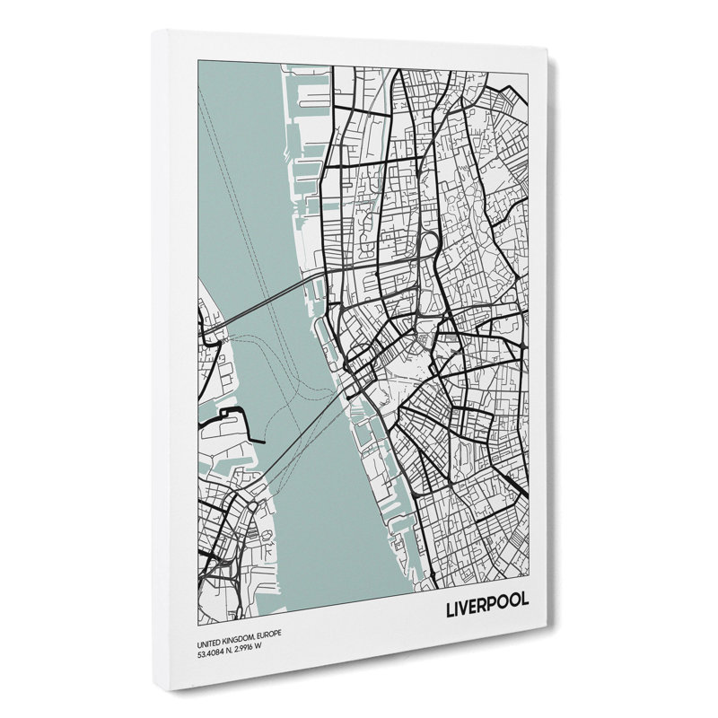 Map Liverpool UK - Wrapped Canvas, 76cm H x 50cm W x 3cm D