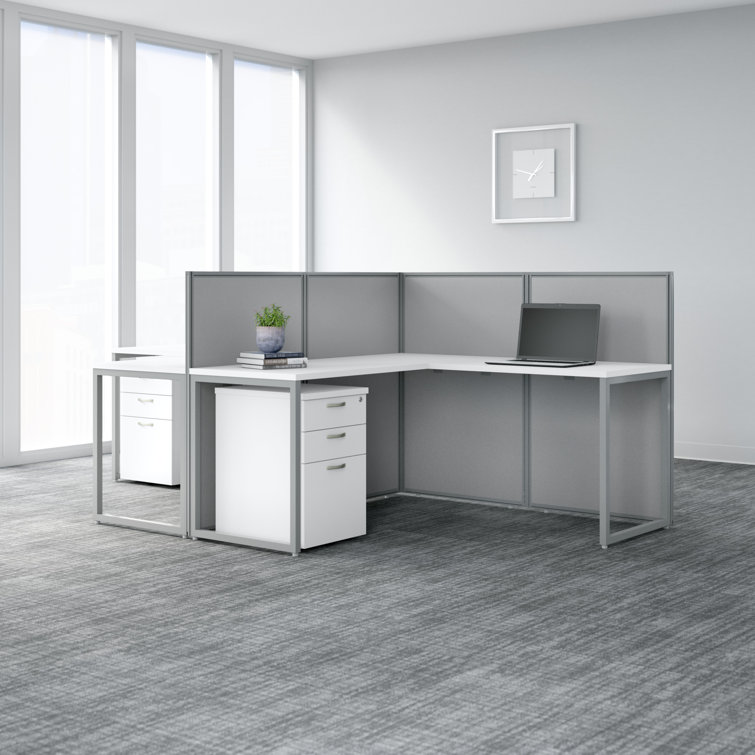 Easy Office L-Shaped 2 Person Benching Workstation with Cable Management