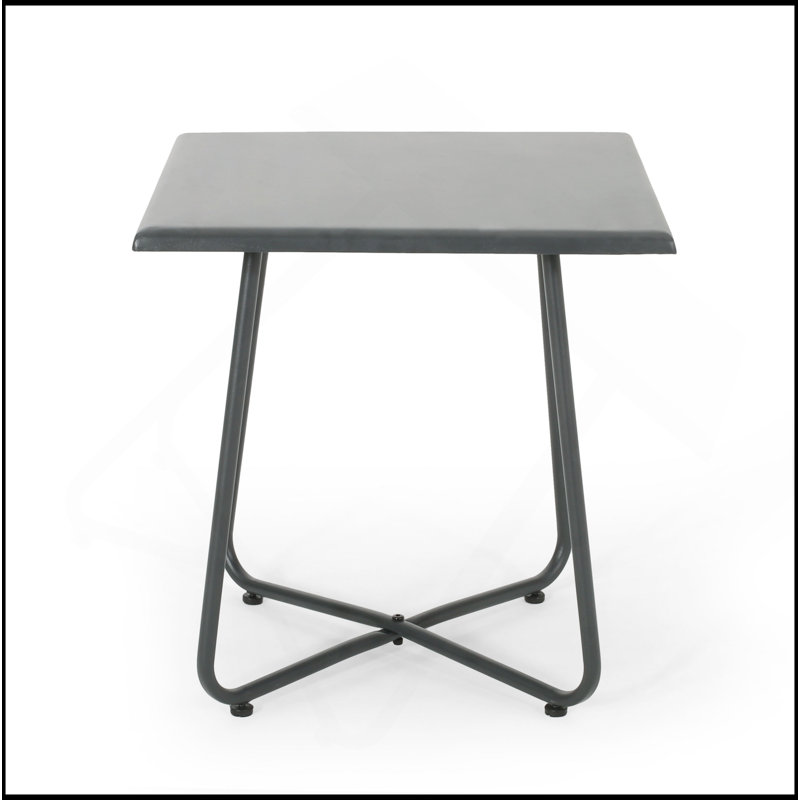ALDER 18-Inch Weather-Resistant Side Table For Outdoor Use, Modern Design With X-Shaped Legs And Complementing Finish, Gray