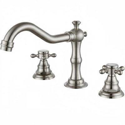 Fermette 8 po Robinet de salle de bain à poignée double à 3 trous avec drain escamotable 