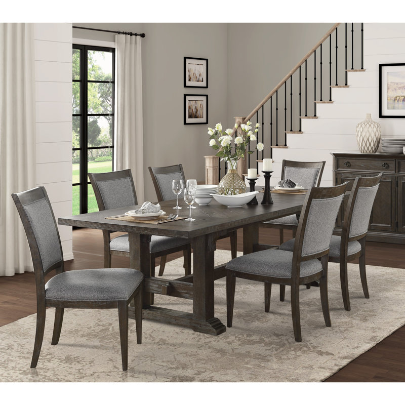 Classic Dining Furniture 5pc Set Extendable Dining Table and 4x Side Chairs Driftwood Brown Finish Durable Wooden