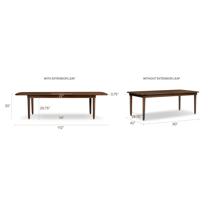 Torno 90"-112" Extendable Wood Dining Table (Seats 6–8, Expandable To 8–10)