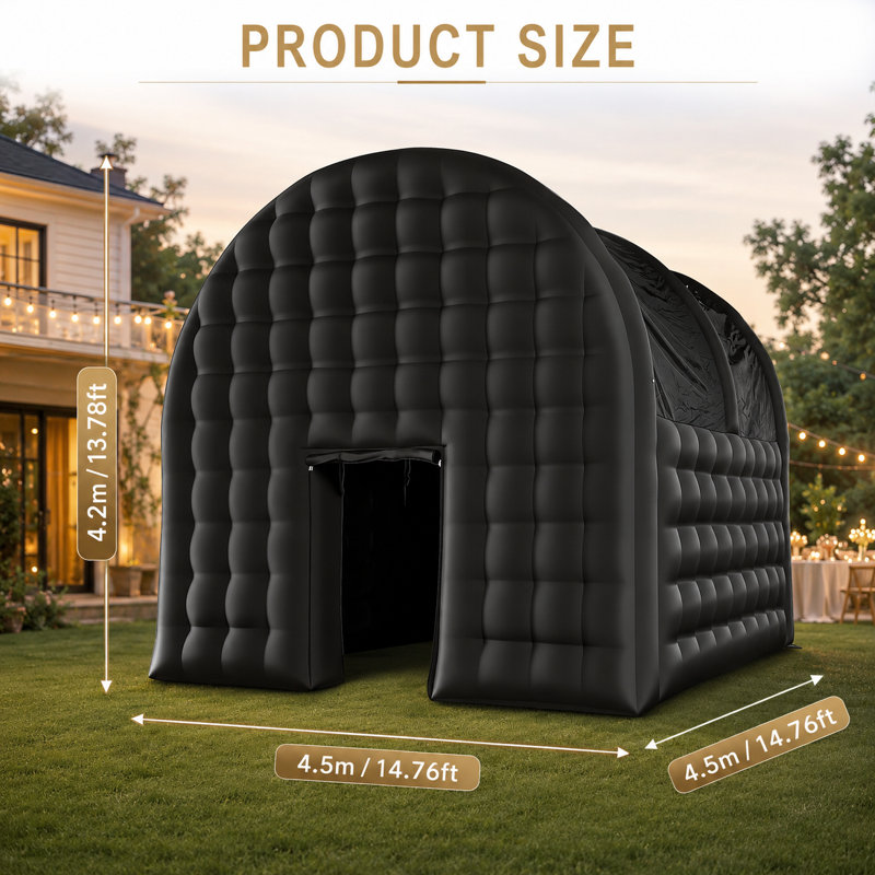 Black Inflatable Party Tent with Blower, Quilted Outdoor Event Dome Tent for Weddings, Birthdays, Backyard Parties & Shows, No LED Lights