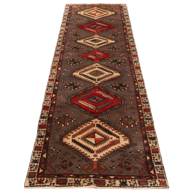Tapis gris Anatolian unique en son genre fait à la main 3 pi 7 po x 14 pi 2 po Konya