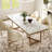 Modern White Faux Marble Dining Table with Double Pedestals Base Pre-Assembly-833936337