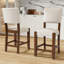 Ensemble de 4 tabourets de bar Mid-Century de 40,4 po avec dossier, tabourets de bar rembourrés en lin avec pieds en bois massif-1804893825