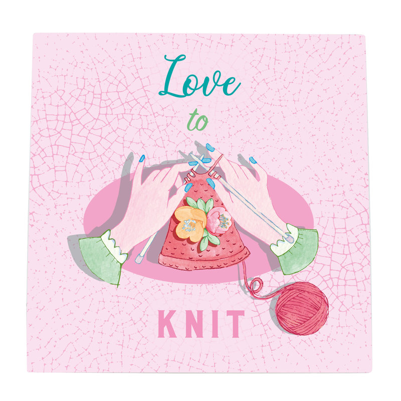 Love To Knit Ceramic Picture Tile Wall Décor