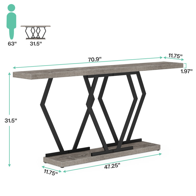 Console 70,9 po, Gris / noir