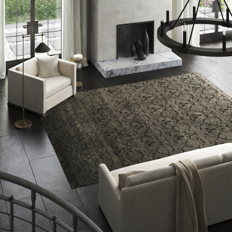 Wool Damask Area Rug