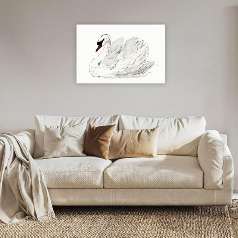 Art animalier rétro, cygne blanc classique, art mural non encadré, L 24 po x l 36 po