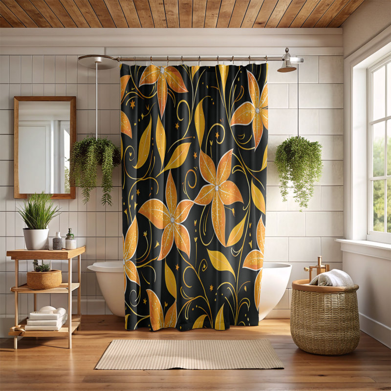 Rideau de douche Flowered Batik - Premium, H 74 po x l 71 po