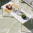 All-Weather Metal Patio Coffee Table – Durable, Spacious, Wood-Look Slatted Top-697600285