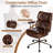 Ergonomic Faux Leather Swivel Office Chair with Walnut Wood Backrest-1385851103