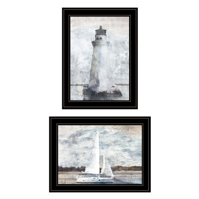 Art mural encadré vignette 2 pièces pour phare par Bluebird Barn