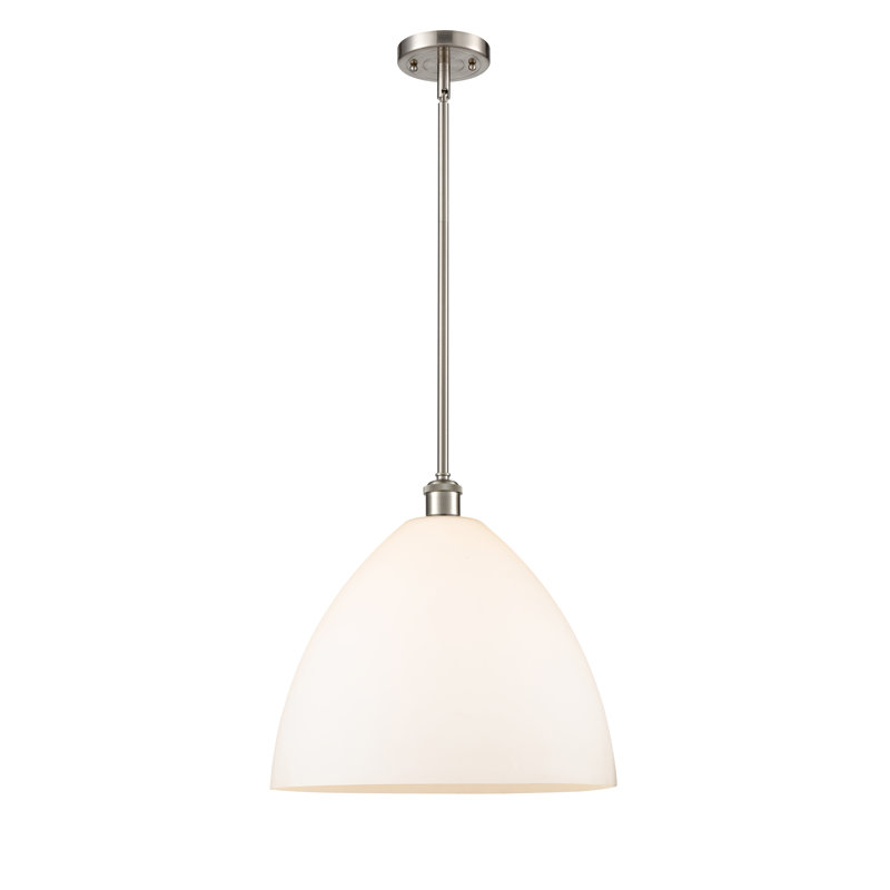 Luminaire suspendu en forme de globe à 1 lumière Alonta, Blanc mat, H 49,75 po x l 16 po x P 16 po, Nickel satiné brossé