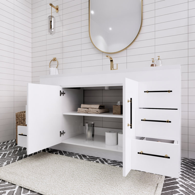 Spring 60" Single Sink Bathroom Vanity, Gloss White
