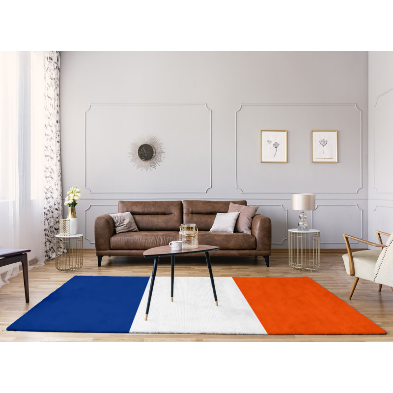 Tapis bleu royal rayures royal national hockey, Rectangle 8 pi x 10 pi