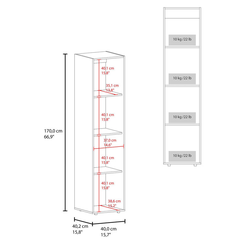 Armoire de rangement compacte à 4 tablettes pour une organisation polyvalente, Noyer