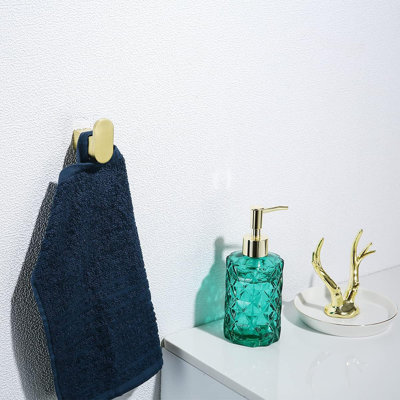 Ensemble de quincaillerie de salle de bain en or brossé 4 pièces - Porte-serviettes en acier inoxydable, porte-papier hygiénique et 2 crochets - Accessoires de salle de bain muraux résistants à la rouille pour petits espaces