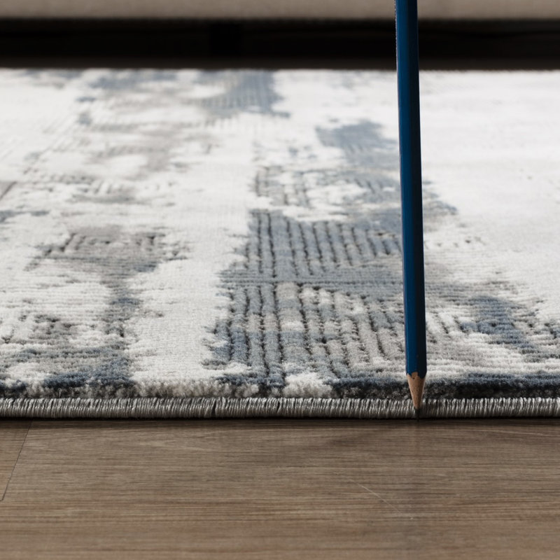 Art And Modern Style Grey Runner Rug, 31 In. Wide, 118 Deep, Pet Safe Casual X In., 0.43 Pile Height, Stain