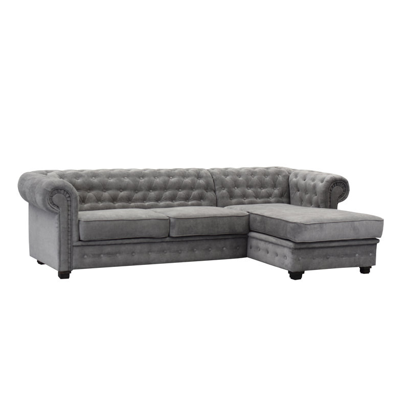 Allegra Chesterfield Corner Sofa, Right Hand Facing, Dark Grey
