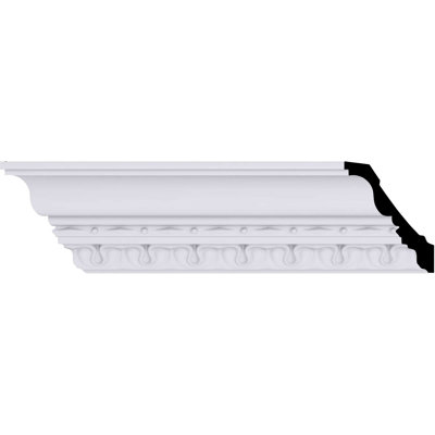 Endurathane Leslie Crown Moulding, 4"H x 3 1/4"P x 5 1/8"F x 94 1/2"L, (1 7/8" Repeat), Factory Primed