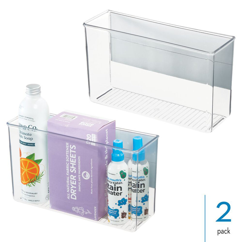 iDesign Magnetic Organizer Bins for Laundry Room Storage - Set of 2 - Clear, 7.2" H x 7.75" W x 11.05" D