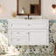 Meuble-lavabo mural 36 po avec lavabo simple en céramique, 2 tiroirs et rangement basculant, blanc