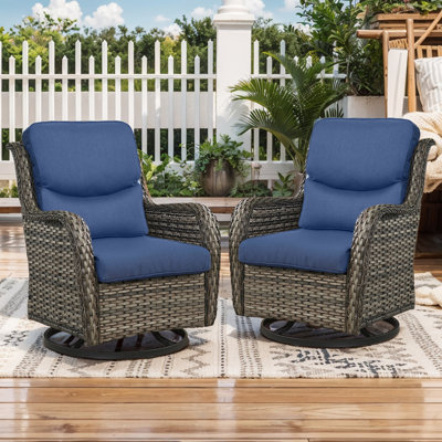 Chaise berçante rotative en osier d'extérieur Koba (ensemble de 2)