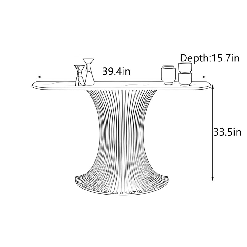 Console de hall d'entrée de style luxueux, Argent argent, H 33,5 po x l 39,4 po x P 15,7 po