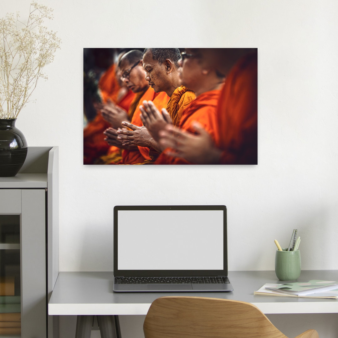 Buddhist Monks Meditate Peaceful Serene Abstract Wall Art Print