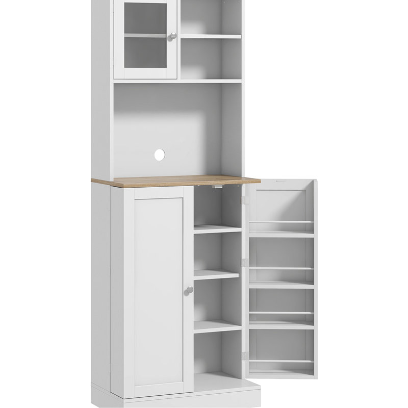 66.5" Pantry Cabinet , Freestanding Kitchen Storage, 8 Door Shelves With , Adjustable, White For Dining And Adjustable Shelves. White. Practical Storage Room. Versatile Cabinetry