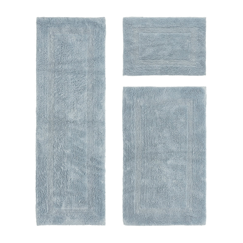 Annerose Premium 100% Cotton 3 Piece Bath Rug Sets, Machine Washable, Super Absorbent & Tufted Weave Reversible Bath Mat for Bathroom, Shower, and Tub, Oeko-Tex Certified Bathroom Rugs