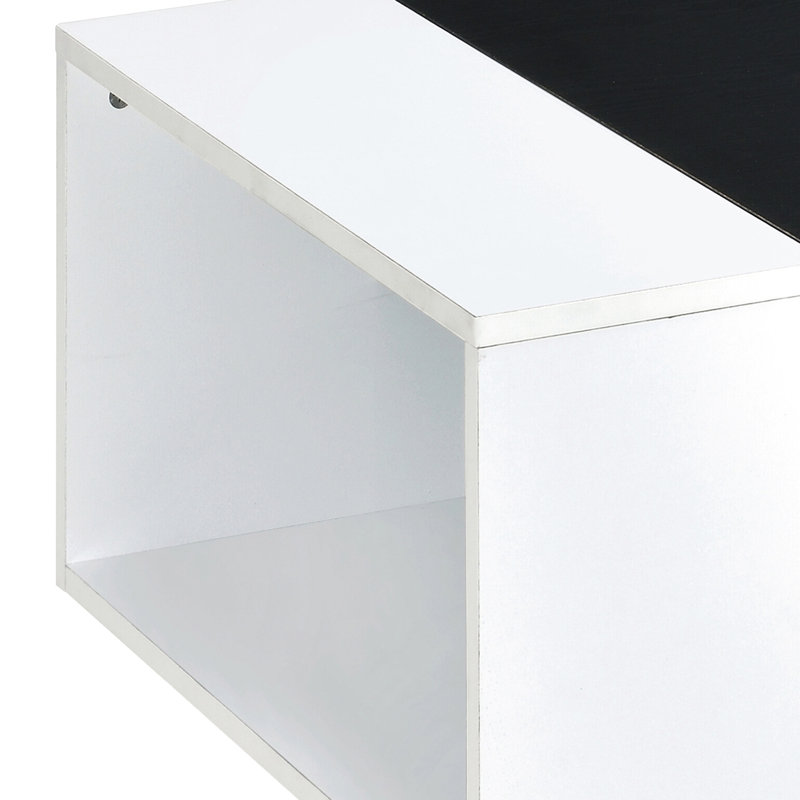Table rectangulaire blanche et noire: rangement avec tiroir pratique