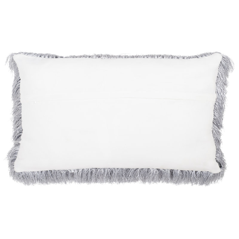 Silver Shag Polyfill Rectangular Outdoor Throw Pillow