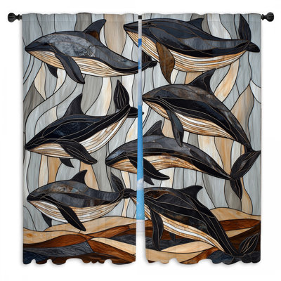 Rideaux baleines baleines, rideaux Steampunk - 2 panneaux