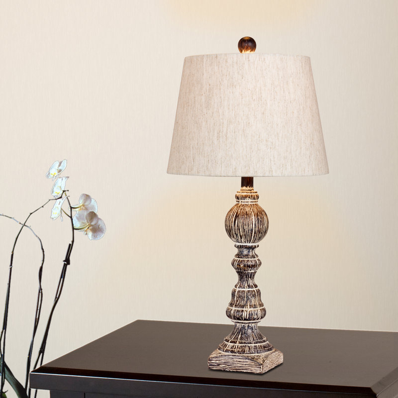 Mathieu Resin Table Lamp, Brown, Oatmeal