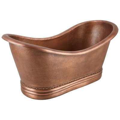 Paige 72" Copper Soaking Double Slipper Freestanding Tub with Rolled Rim