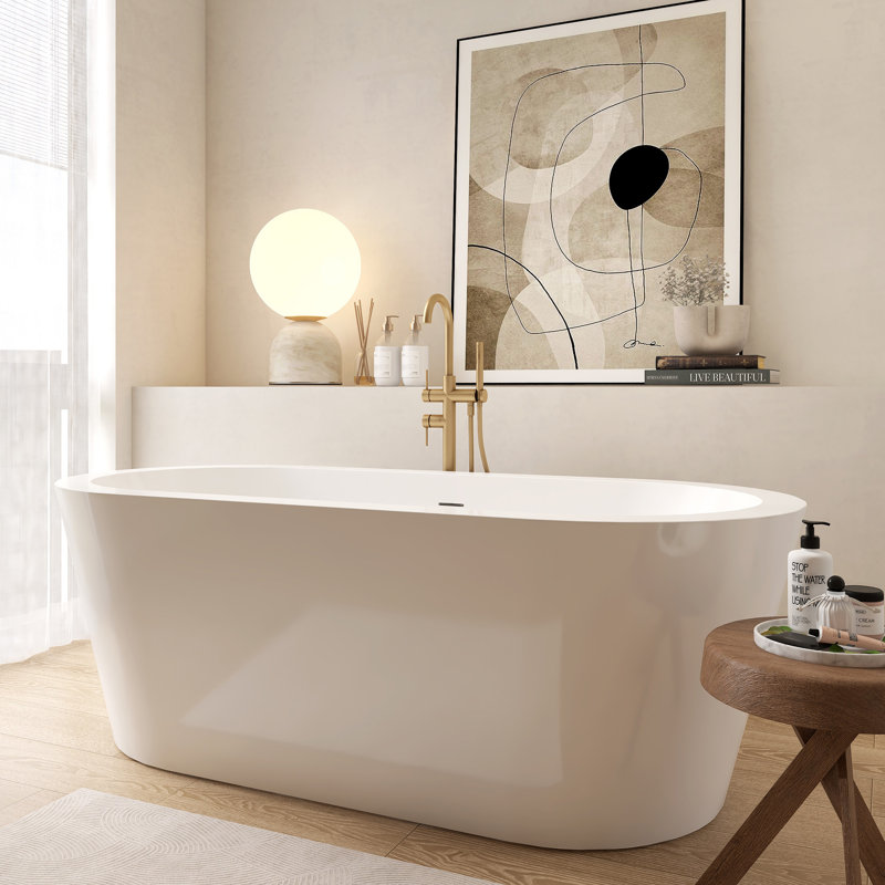 67"  Freestanding Acrylic Tub,Freestanding soaking bathtub