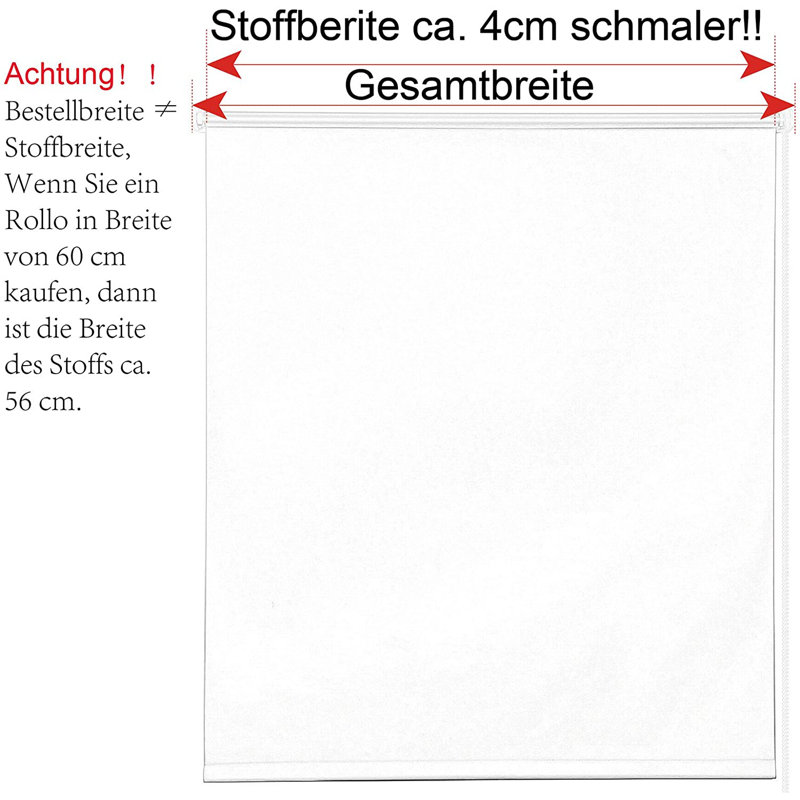 Blackout Roller Blind, White, 210cm L x 120cm W