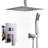 12 In Rainfall Shower System - Ceiling Mount, Rain Shower Heads With Handheld Spray, Thermostatic Shower Faucet Set Complete Shower Trim Kit With Rough-in Valve-103249215